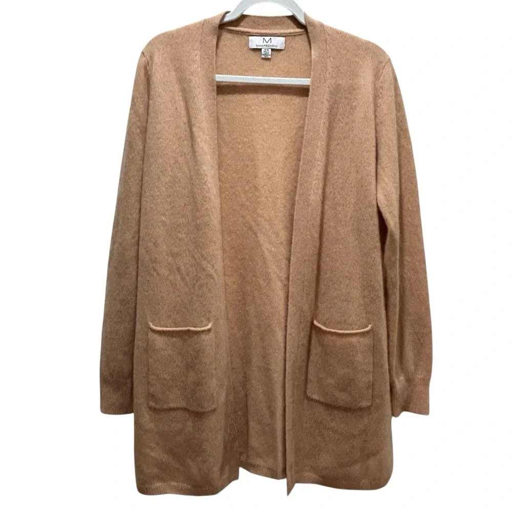 Magaschoni Cashmere Tan Long Cardigan Sweater - Medium - Picture 1 of 11